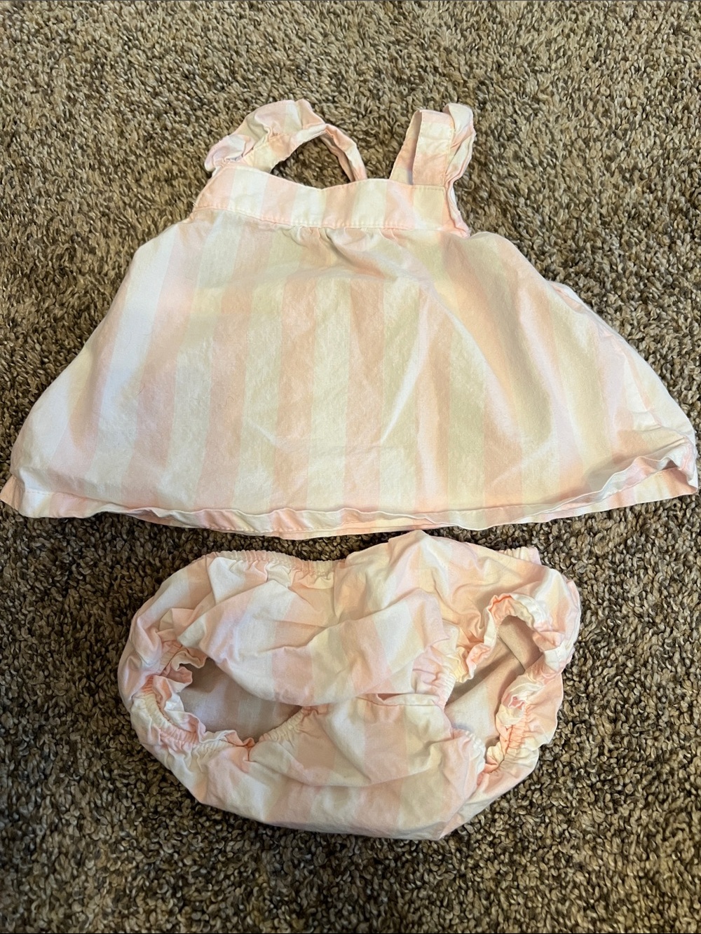 Carter's Pink and Cream Striped Matching Hat & Bonnet Set